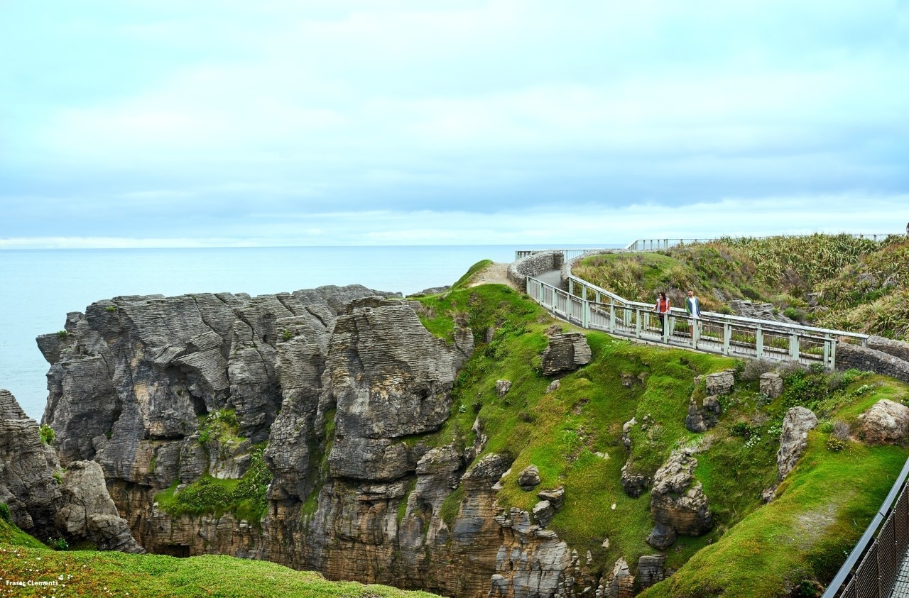 An amazing view of Pancake Rocks between Westport and Greymouth.