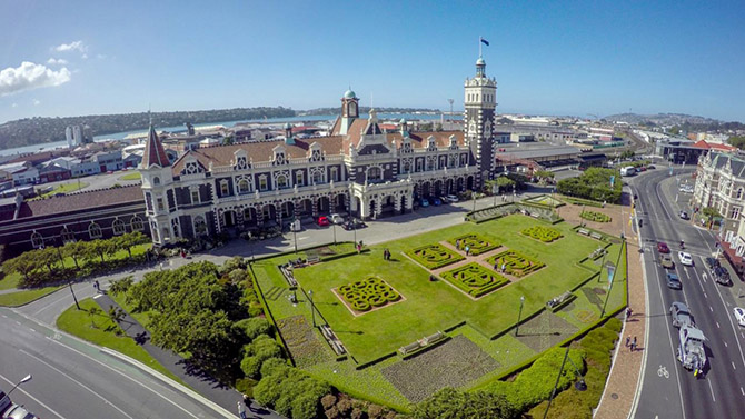 Drive to the beautiful Dunedin Railway Station with a rental car from RaD Dunedin.