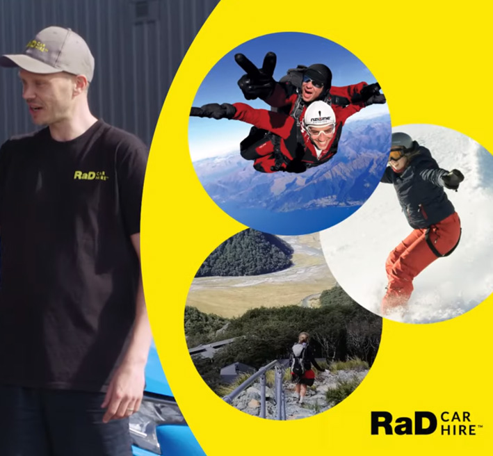 Images of sky driver, skier and tramper on RaD TVC